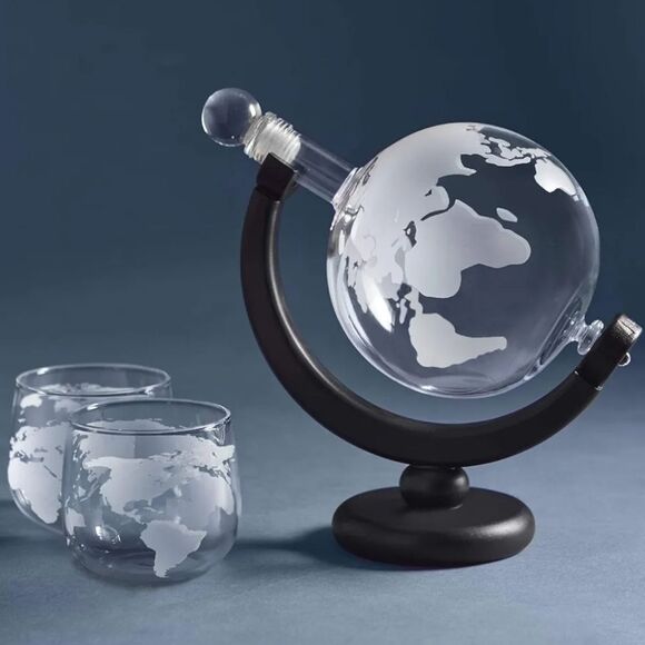 Hammer + Axe Globe Shaped Whiskey Decanter Set - Picture 3 of 8